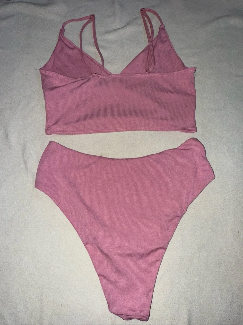 Pink Ribbed Two-Piece Bikini Set - Picture 2 of 3